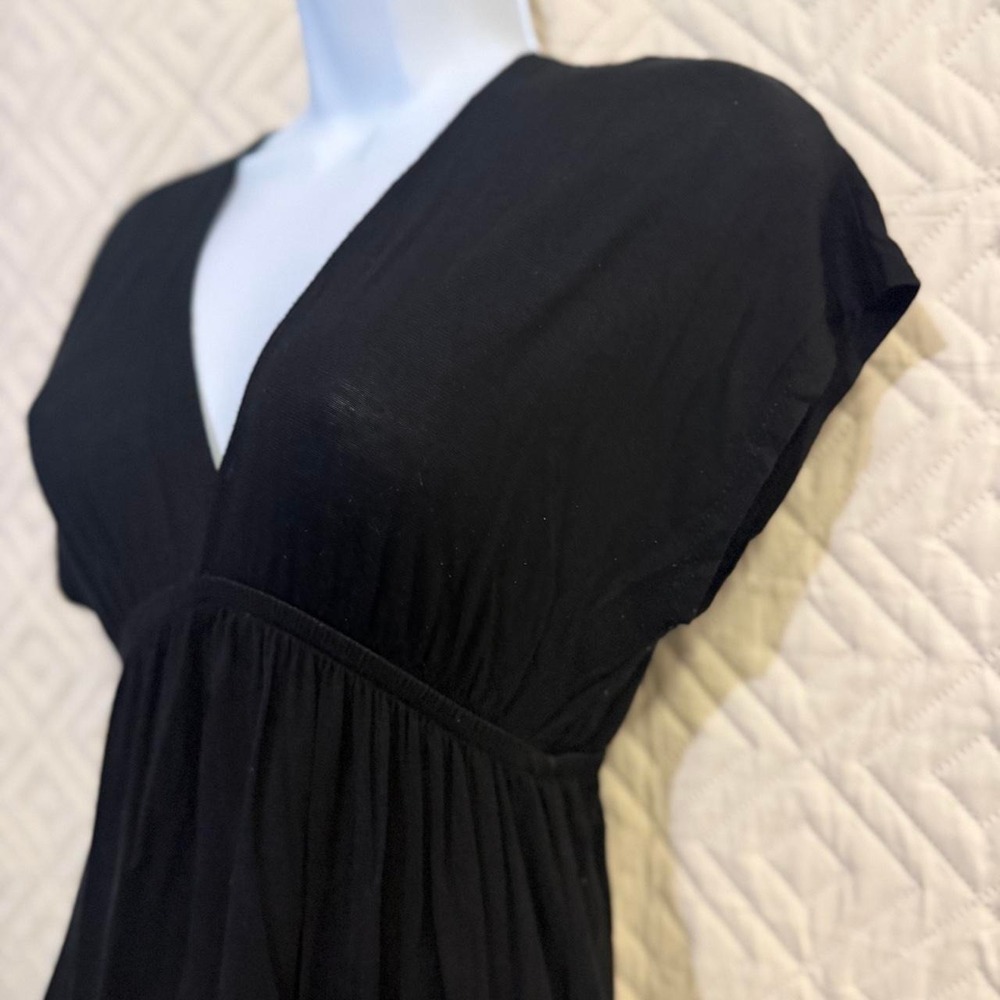 Women S Cover Up Dress Black Sheer V-Neck Empire Waist Summer RESORTWEAR LIGHT